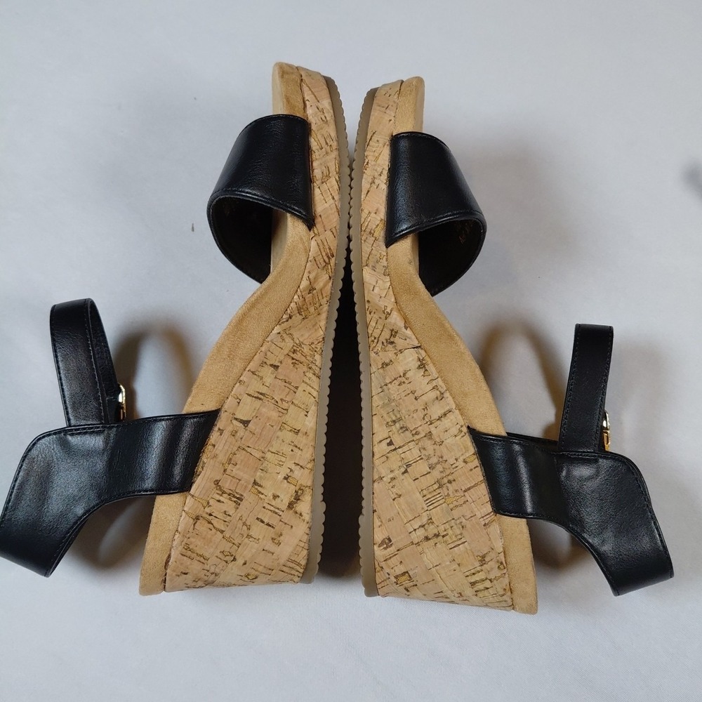 Women's Size 6 Dream Pairs Nini-8 Black Wedge Sandals Shoes Cork - Picture 5 of 15